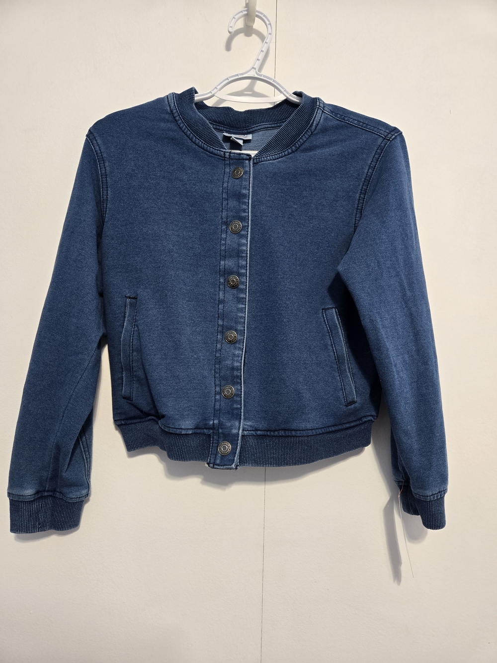 Cat & Jack Girls Blue Snap Front Bomber Jacket L 10/12 NWT Cotton Blend